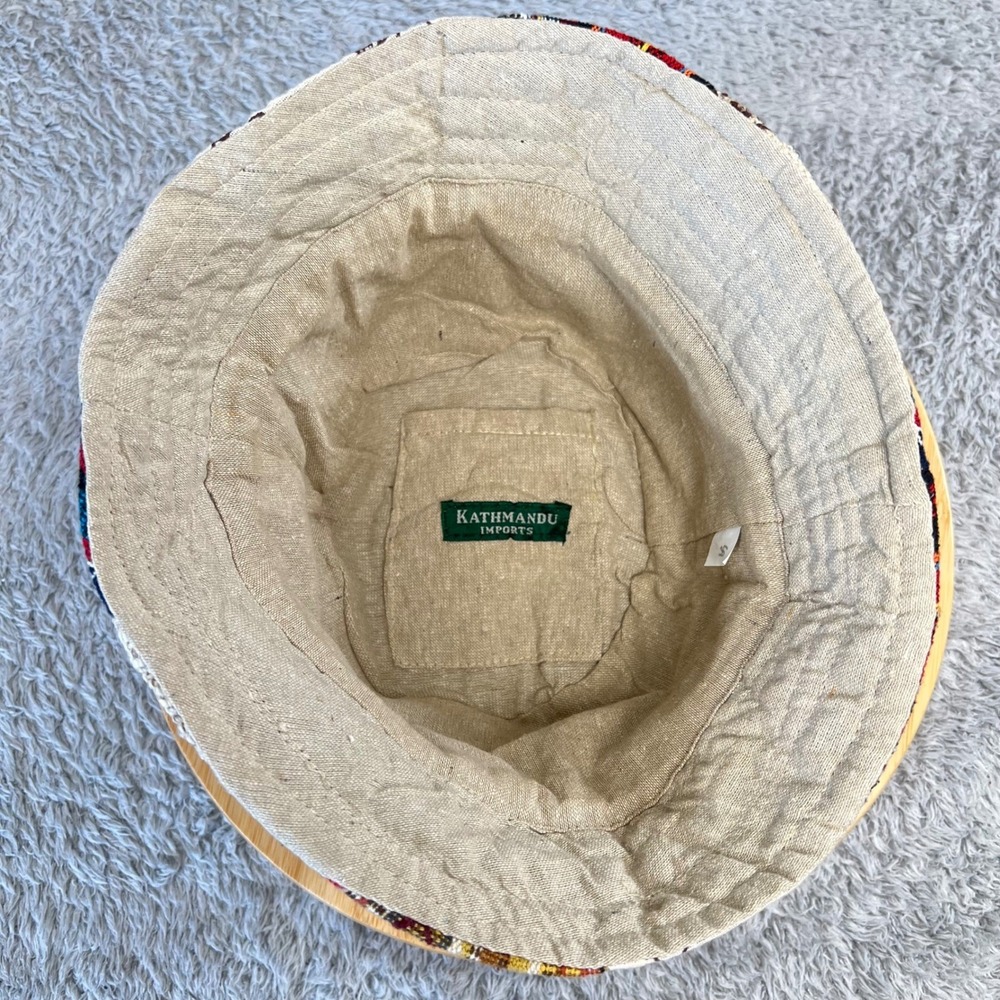 Kathmandu Imports Patchwork Bucket Hat Boho Hippie Celestial Mushroom Peace Sign - Picture 7 of 13